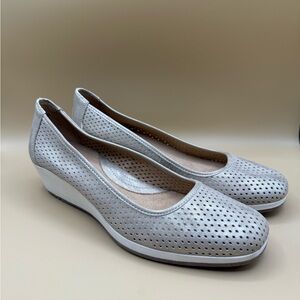 Naturalizer Betina 2 9 Platinum Perforated Wedge Slip-On Comfort Shoes